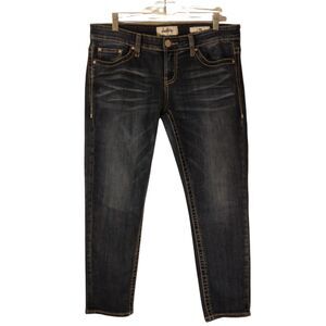 Daytrip Lynx jeans womens 30 blue denim thick stitch capri skinny embroidered